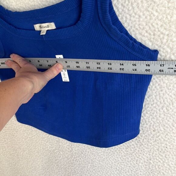 Madewell The Tailored Crop Tank in Sleekhold Size Large Pure Blue - Picture 7 of 10